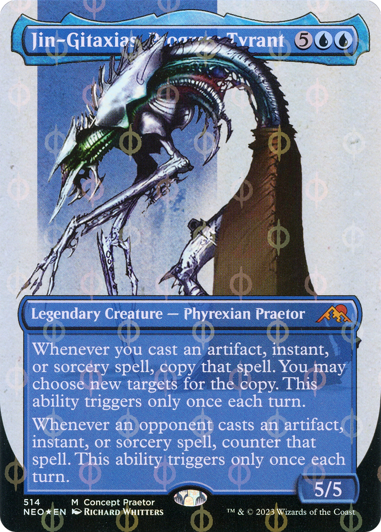 Jin-Gitaxias, Progress Tyrant (Borderless Concept Praetors Step-and-Compleat Foil) [Phyrexia: All Will Be One] | Gear Gaming Bentonville