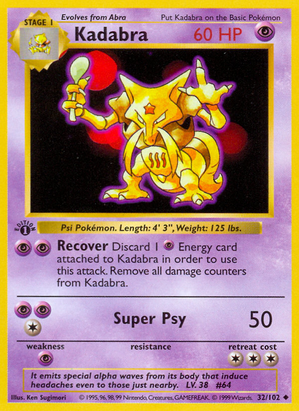 Kadabra (32/102) (Shadowless) [Base Set 1st Edition] | Gear Gaming Bentonville