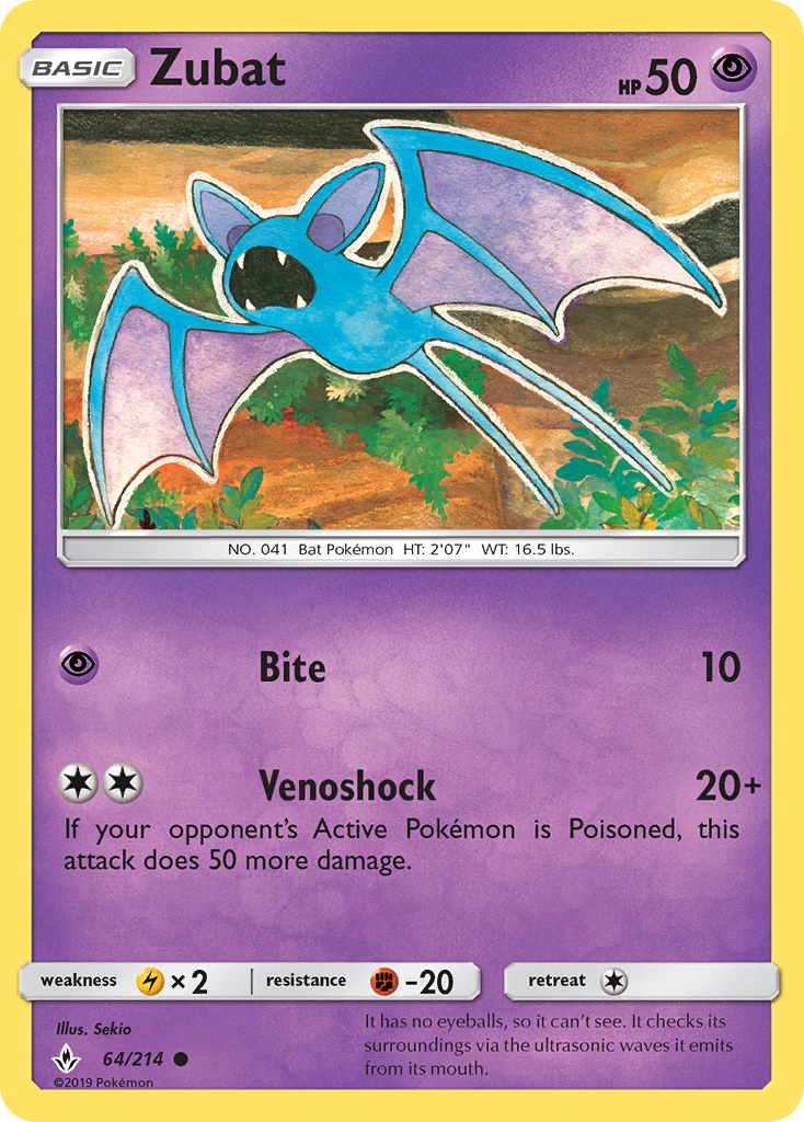 Zubat (64/214) [Sun & Moon: Unbroken Bonds] | Gear Gaming Bentonville