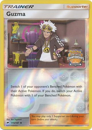 Guzma (115/147) (League Promo) (Staff) [Sun & Moon: Burning Shadows] | Gear Gaming Bentonville