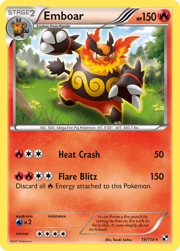 Emboar (19/114) (Cracked Ice Holo) (Theme Deck Exclusive) [Black & White: Base Set] | Gear Gaming Bentonville