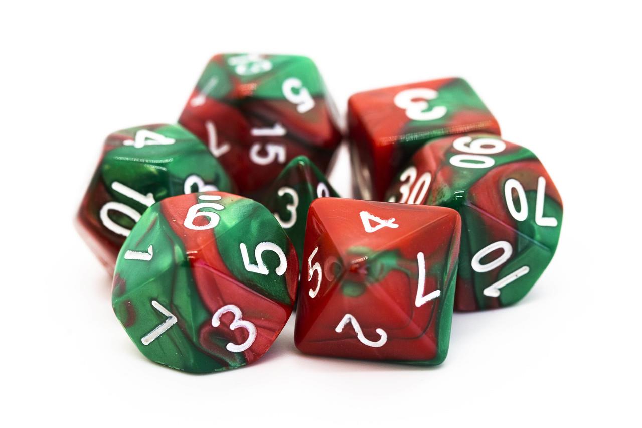 Red+Green Blend 7Pcs Dice Set | Gear Gaming Bentonville