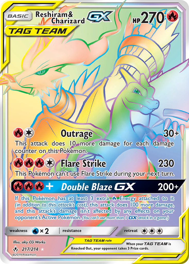 Reshiram & Charizard GX (217/214) [Sun & Moon: Unbroken Bonds] | Gear Gaming Bentonville