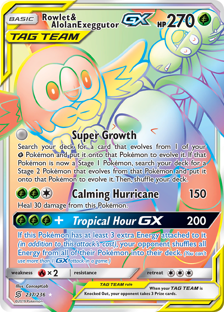 Rowlet & Alolan Exeggutor GX (237/236) [Sun & Moon: Unified Minds] | Gear Gaming Bentonville