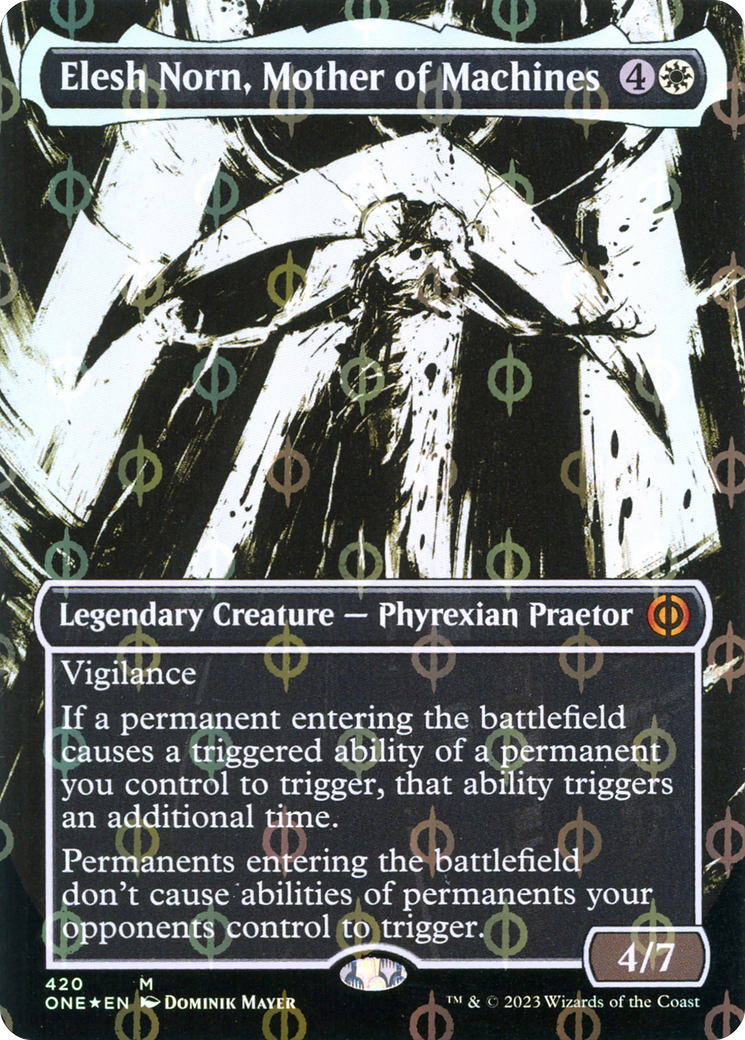 Elesh Norn, Mother of Machines (Borderless Ichor Step-and-Compleat Foil) [Phyrexia: All Will Be One] | Gear Gaming Bentonville