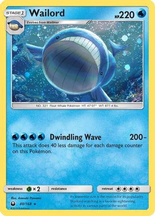 Wailord (40/168) (Cosmos Holo) [Sun & Moon: Celestial Storm] | Gear Gaming Bentonville