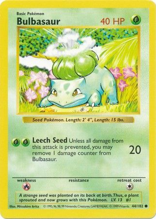 Bulbasaur (44/102) [Base Set Shadowless Unlimited] | Gear Gaming Bentonville