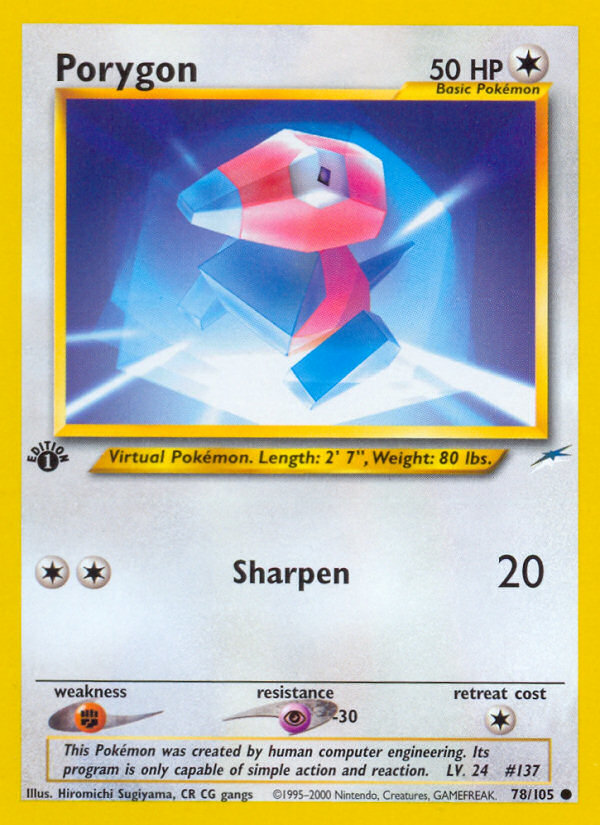 Porygon (78/105) [Neo Destiny 1st Edition] | Gear Gaming Bentonville