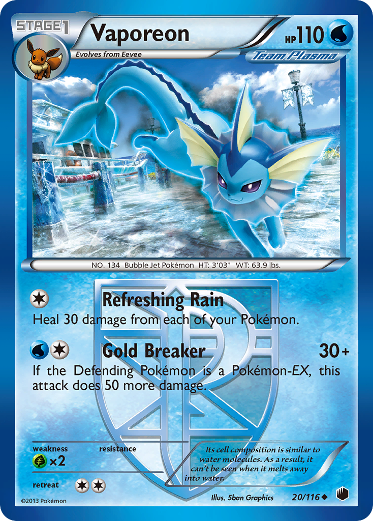 Vaporeon (20/116) [Black & White: Plasma Freeze] | Gear Gaming Bentonville