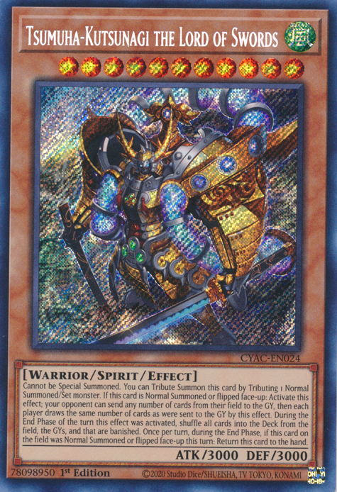 Tsumuha-Kutsunagi the Lord of Swords [CYAC-EN024] Secret Rare | Gear Gaming Bentonville