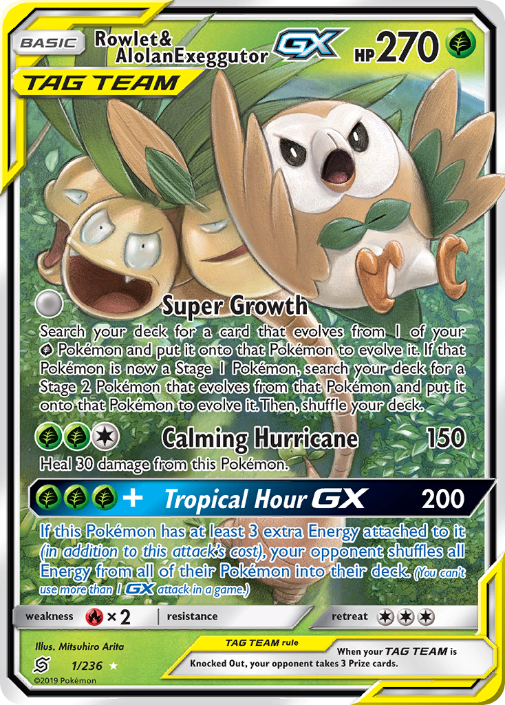 Rowlet & Alolan Exeggutor GX (1/236) [Sun & Moon: Unified Minds] | Gear Gaming Bentonville