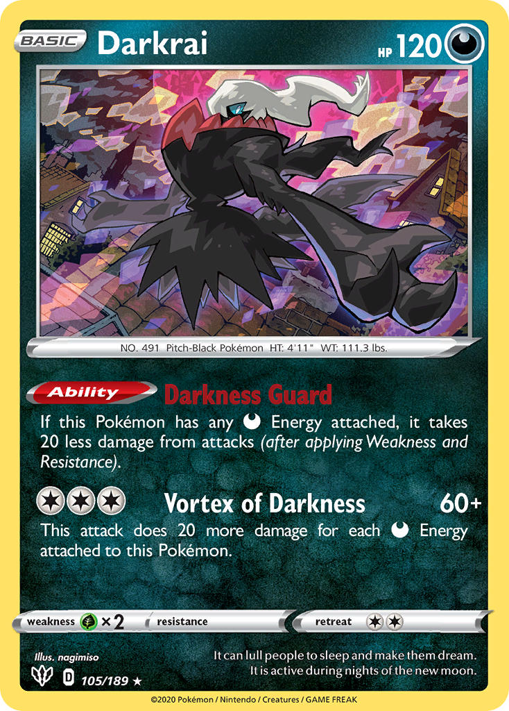 Darkrai (105/189) (Theme Deck Exclusive) [Sword & Shield: Darkness Ablaze] | Gear Gaming Bentonville