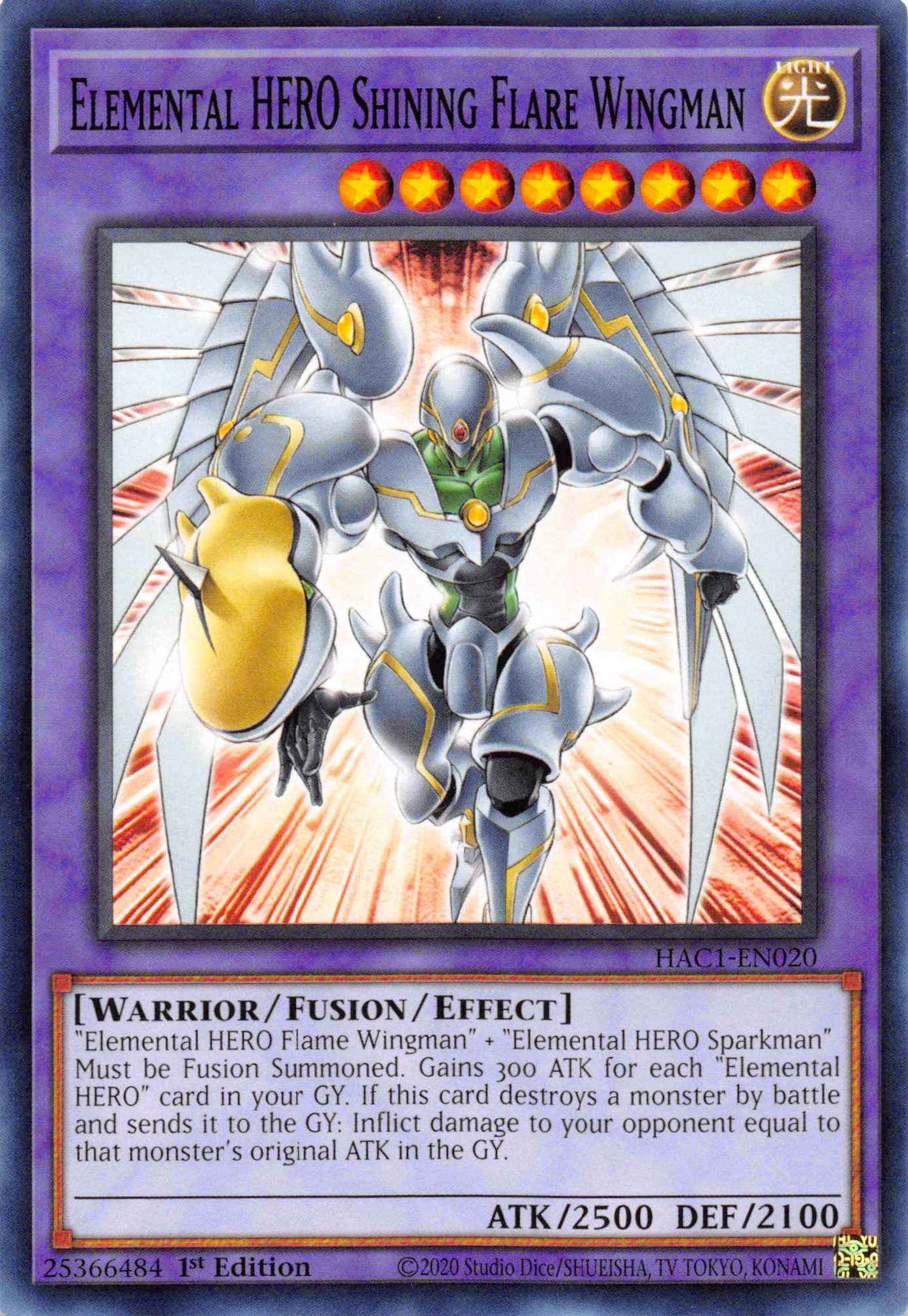 Elemental HERO Shining Flare Wingman (Duel Terminal) [HAC1-EN020] Parallel Rare | Gear Gaming Bentonville