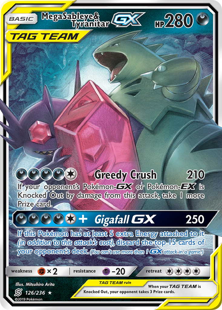 Mega Sableye & Tyranitar GX (126/236) [Sun & Moon: Unified Minds] | Gear Gaming Bentonville