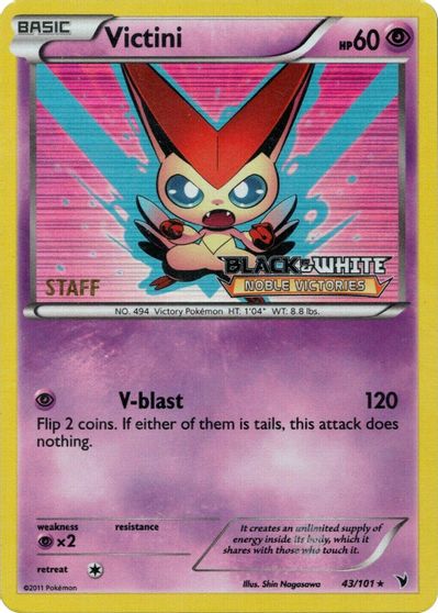 Victini (43/101) (Staff Prerelease Promo) [Black & White: Black Star Promos] | Gear Gaming Bentonville