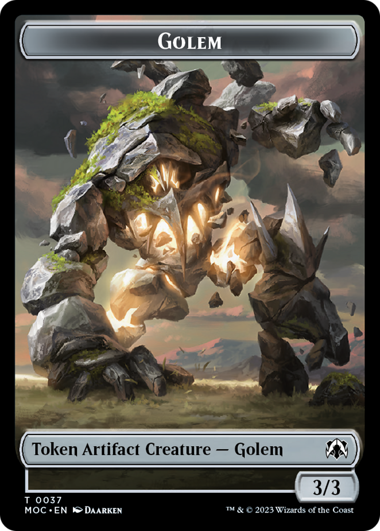 Golem // Clue Double-Sided Token [March of the Machine Commander Tokens] | Gear Gaming Bentonville