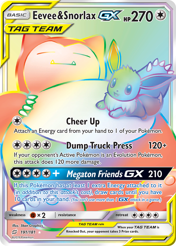 Eevee & Snorlax GX (191/181) [Sun & Moon: Team Up] | Gear Gaming Bentonville