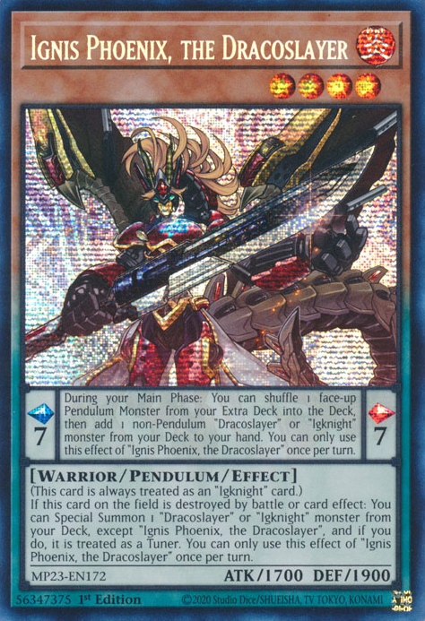 Ignis Phoenix, the Dracoslayer [MP23-EN172] Prismatic Secret Rare | Gear Gaming Bentonville