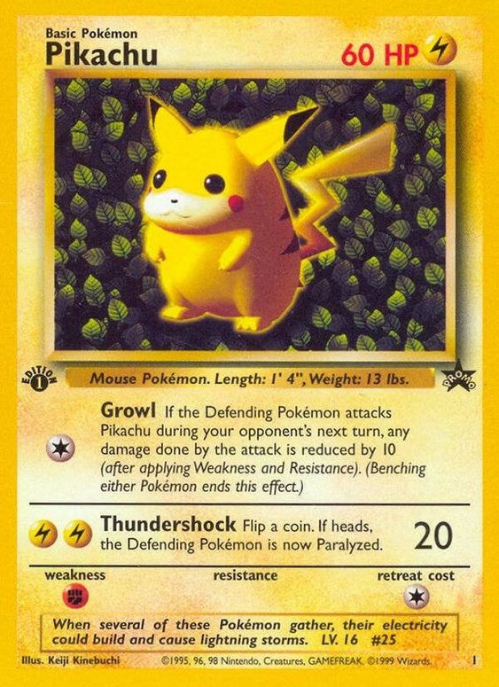 Pikachu (1) (1st Edition Misprint Promo) [Wizards of the Coast: Black Star Promos] | Gear Gaming Bentonville