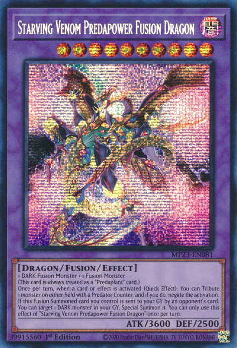 Starving Venom Predapower Fusion Dragon [MP23-EN081] Prismatic Secret Rare | Gear Gaming Bentonville