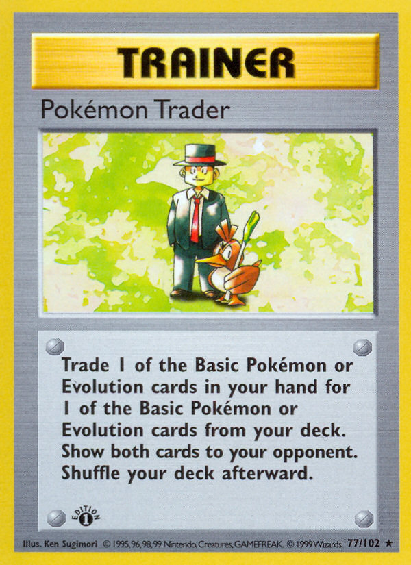 Pokemon Trader (77/102) (Shadowless) [Base Set 1st Edition] | Gear Gaming Bentonville