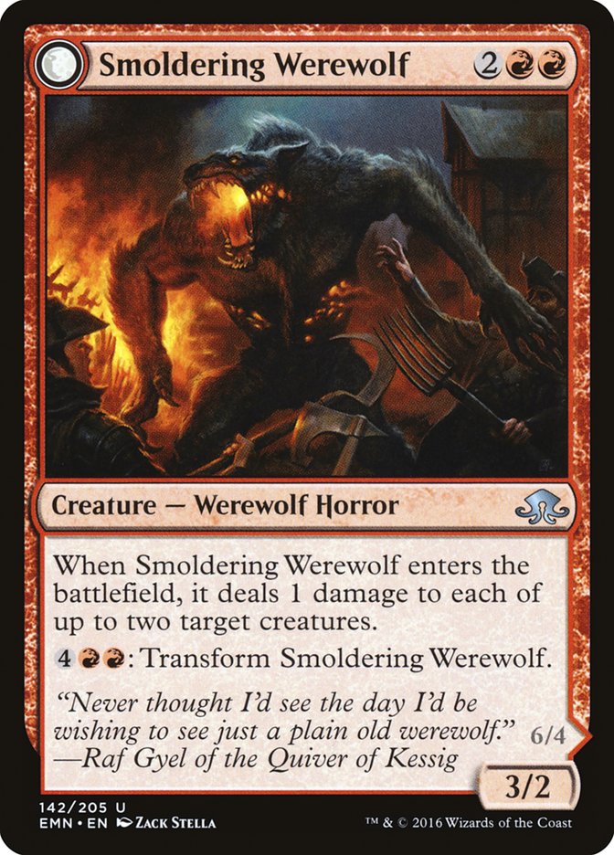 Smoldering Werewolf // Erupting Dreadwolf [Eldritch Moon] | Gear Gaming Bentonville