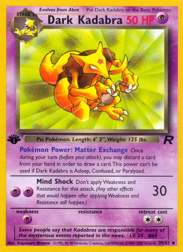 Dark Kadabra (39/82) [Team Rocket 1st Edition] | Gear Gaming Bentonville