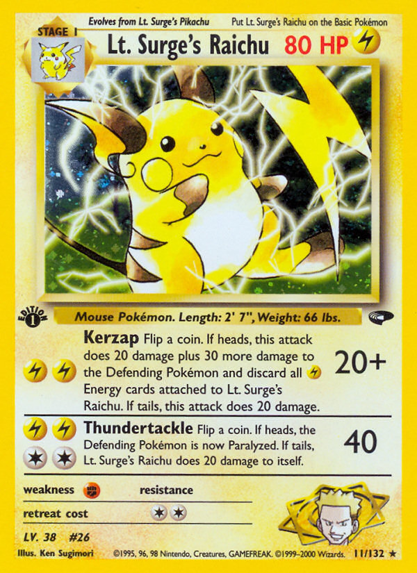 Lt. Surge's Raichu (11/132) [Gym Challenge 1st Edition] | Gear Gaming Bentonville