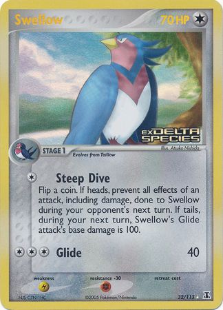 Swellow (32/113) (Stamped) [EX: Delta Species] | Gear Gaming Bentonville