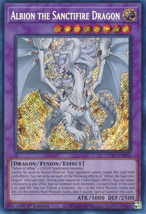 Albion the Sanctifire Dragon [CYAC-EN035] Secret Rare | Gear Gaming Bentonville