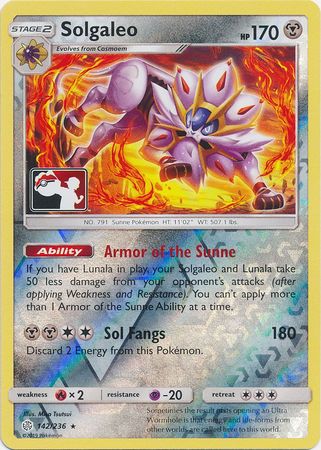 Solgaleo (142/236) (Pokemon Club Special Print) [Sun & Moon: Cosmic Eclipse] | Gear Gaming Bentonville