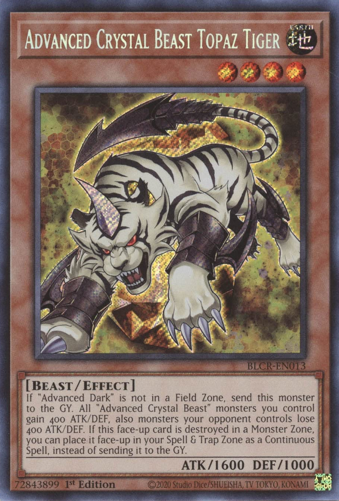 Advanced Crystal Beast Topaz Tiger [BLCR-EN013] Secret Rare | Gear Gaming Bentonville