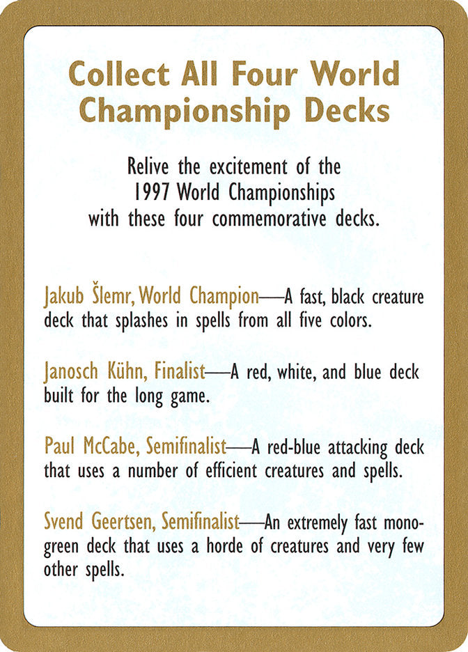 1997 World Championships Ad [World Championship Decks 1997] | Gear Gaming Bentonville