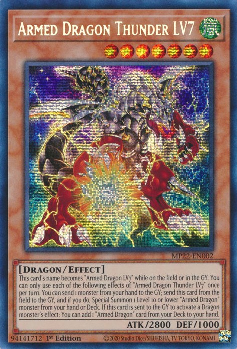 Armed Dragon Thunder LV7 [MP22-EN002] Prismatic Secret Rare | Gear Gaming Bentonville