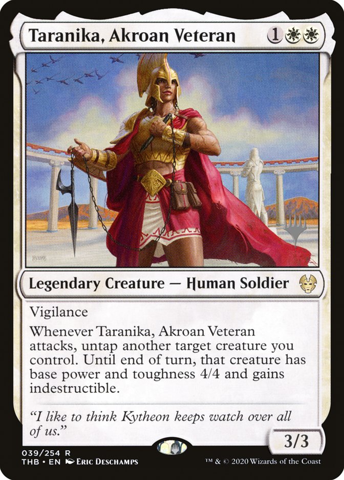 Taranika, Akroan Veteran (Promo Pack) [Theros Beyond Death Promos] | Gear Gaming Bentonville