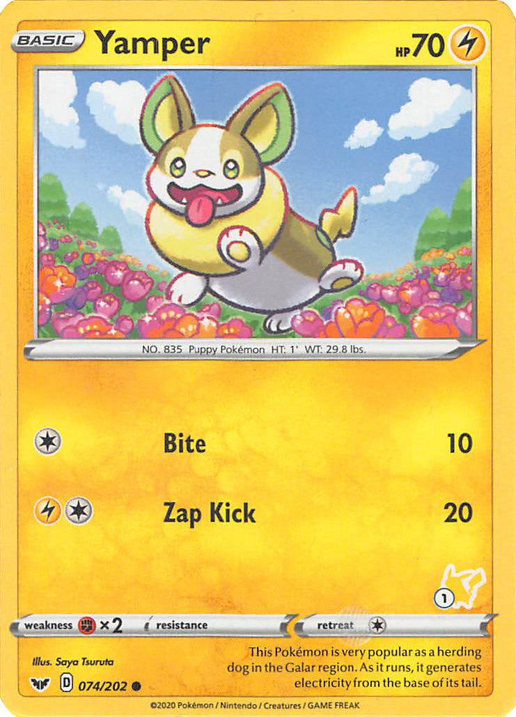 Yamper (074/202) (Pikachu Stamp #1) [Battle Academy 2022] | Gear Gaming Bentonville