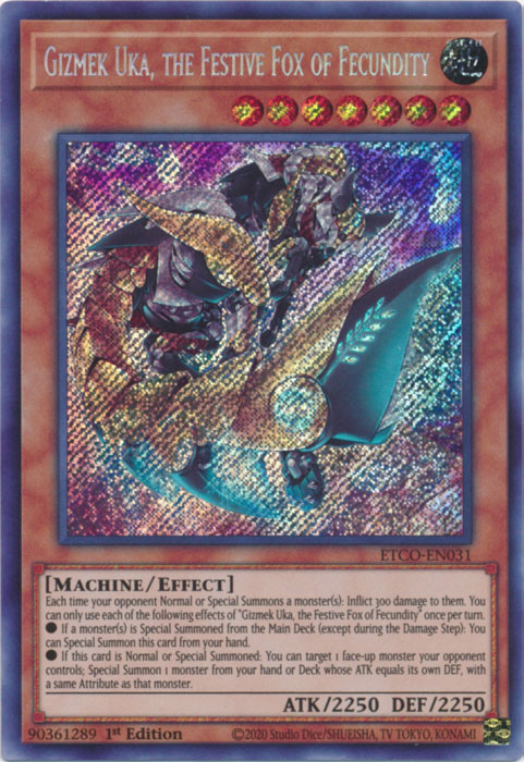 Gizmek Uka, the Festive Fox of Fecundity [ETCO-EN031] Secret Rare | Gear Gaming Bentonville