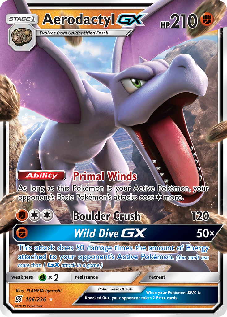 Aerodactyl GX (106/236) [Sun & Moon: Unified Minds] | Gear Gaming Bentonville