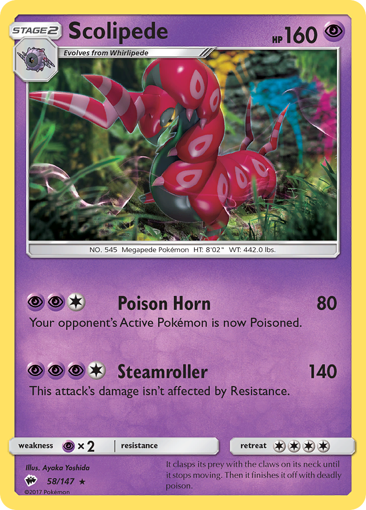 Scolipede (58/147) [Sun & Moon: Burning Shadows] | Gear Gaming Bentonville