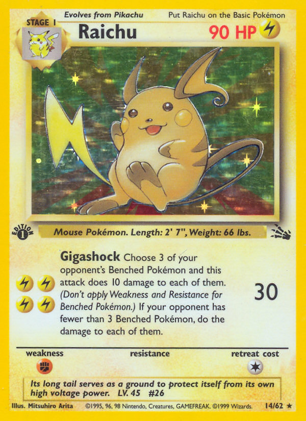 Raichu (14/62) [Fossil 1st Edition] | Gear Gaming Bentonville