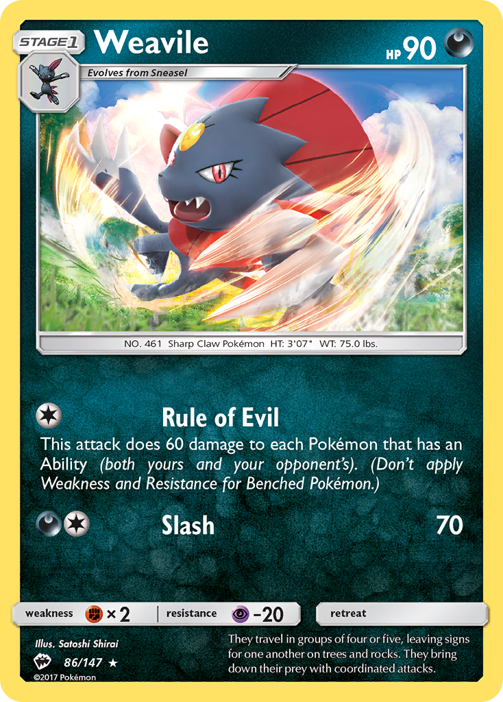 Weavile (86/147) [Sun & Moon: Burning Shadows] | Gear Gaming Bentonville