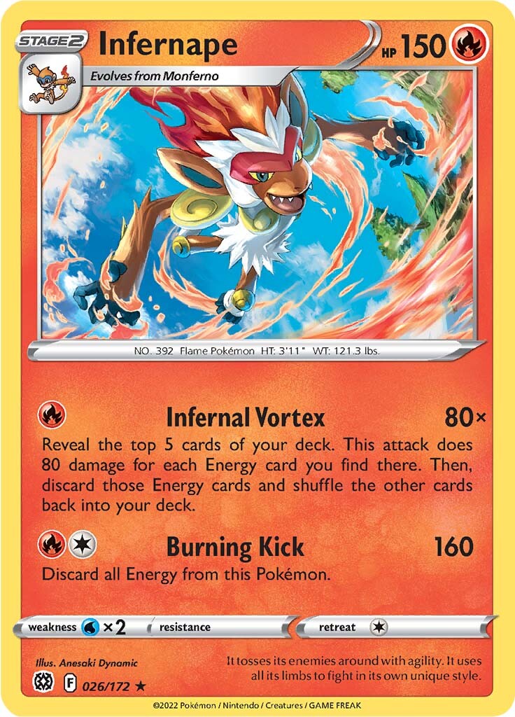 Infernape (026/172) (Theme Deck Exclusive) [Sword & Shield: Brilliant Stars] | Gear Gaming Bentonville