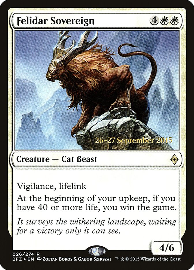 Felidar Sovereign  [Battle for Zendikar Prerelease Promos] | Gear Gaming Bentonville