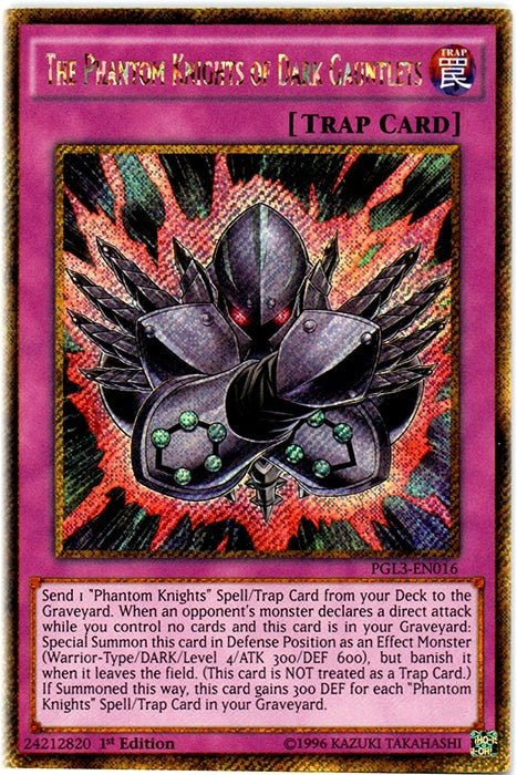 The Phantom Knights of Dark Gauntlets [PGL3-EN016] Gold Secret Rare | Gear Gaming Bentonville