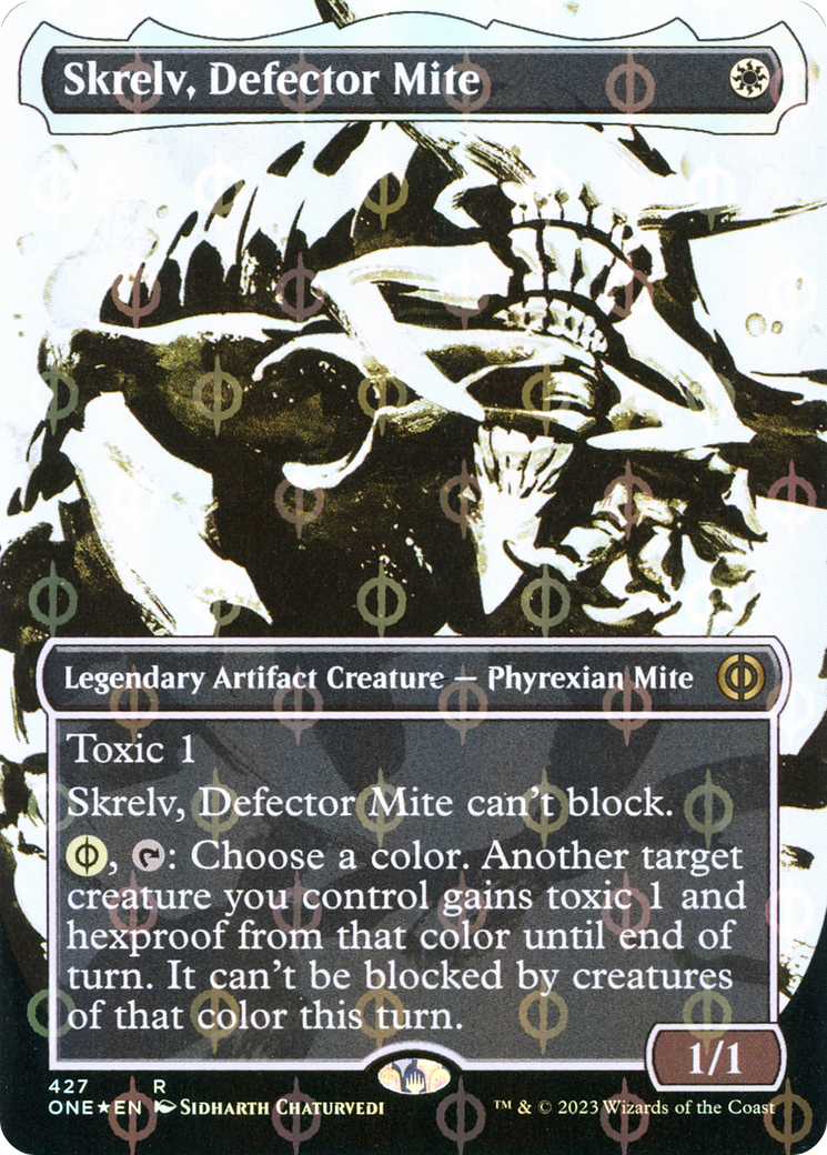 Skrelv, Defector Mite (Borderless Ichor Step-and-Compleat Foil) [Phyrexia: All Will Be One] | Gear Gaming Bentonville