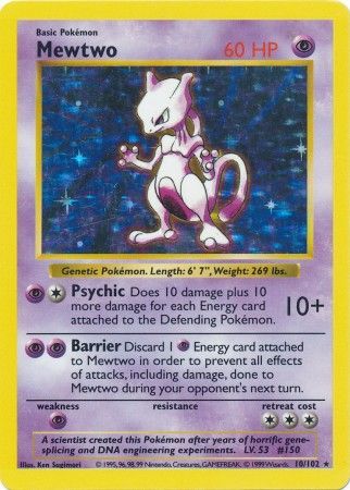 Mewtwo (10/102) [Base Set Shadowless Unlimited] | Gear Gaming Bentonville