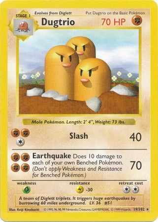 Dugtrio (19/102) [Base Set Shadowless Unlimited] | Gear Gaming Bentonville