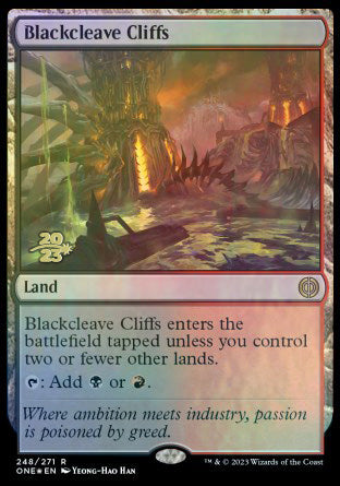 Blackcleave Cliffs [Phyrexia: All Will Be One Prerelease Promos] | Gear Gaming Bentonville