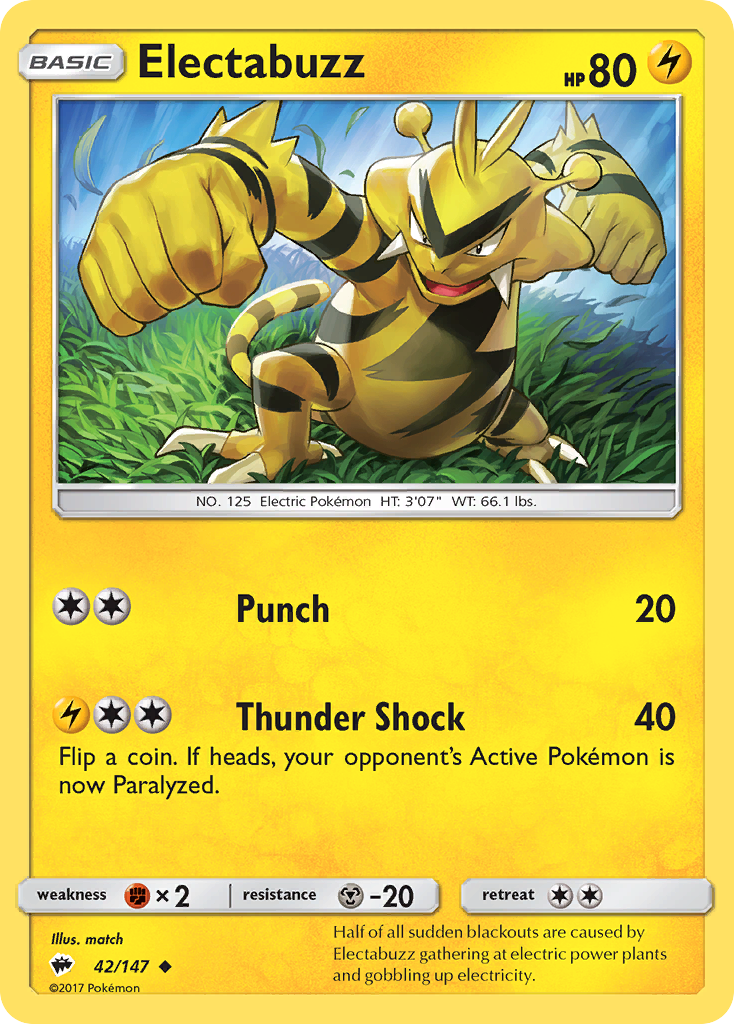 Electabuzz (42/147) [Sun & Moon: Burning Shadows] | Gear Gaming Bentonville