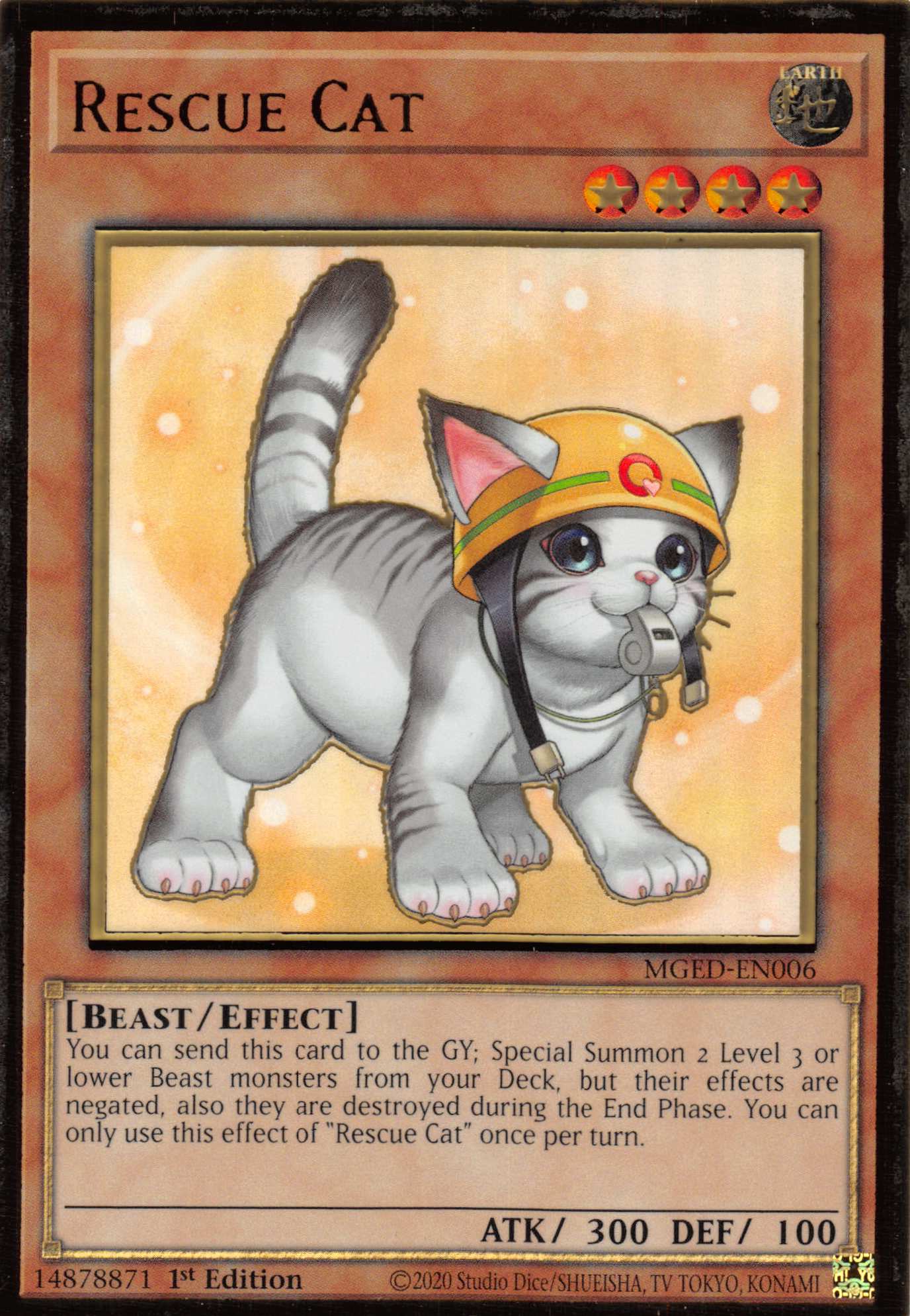 Rescue Cat (Alternate Art) [MGED-EN006] Gold Rare | Gear Gaming Bentonville
